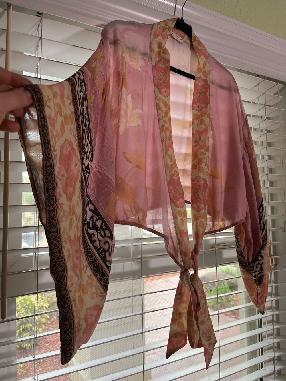 Spell & the Gypsey Collective Cherry Blossom Pink Tie-Front Floral Wrap Crop Top - Picture 13 of 13